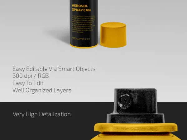 Front View Aerosol Spray Can with its Lid Off Mockup 1