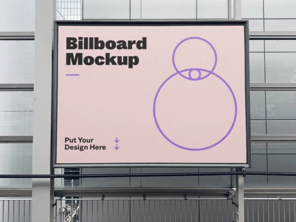 Front View Billboard Frame Installed in Hall Mockup 1