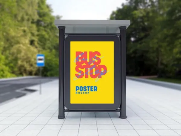 Front View Bus Stop Poster Mockup 1