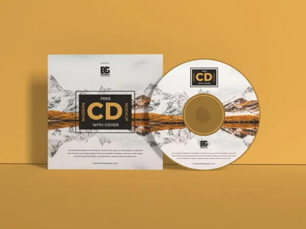 Front View CD and Cover Mockup Leaning Against the Wall 1