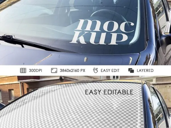 Front View Car Window Decal Mockup in Close up 1