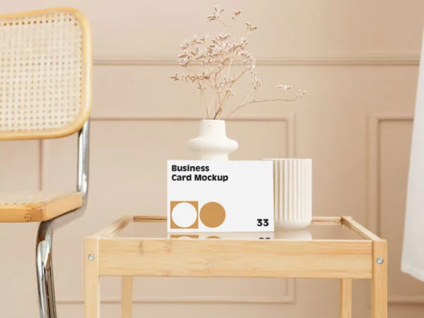 Front View Card on Table Mockup 1