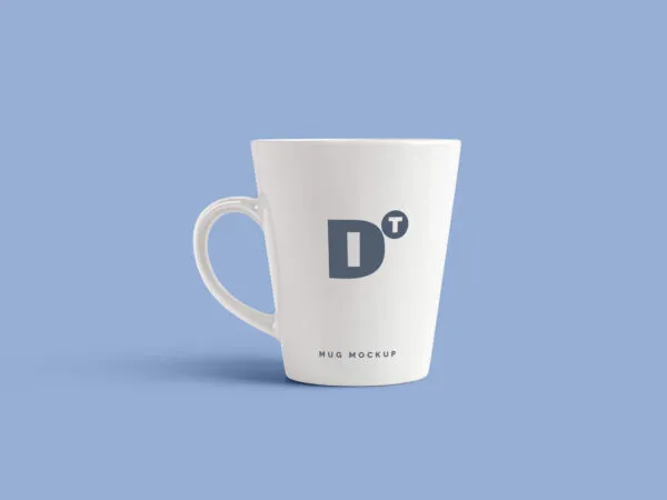 Front View Ceramic Coffee Mug Mockup in Plain Setting 1