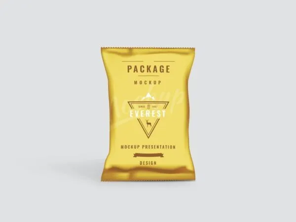 Front View Chips Bag Standing Up Mockup in Plain Setting 1