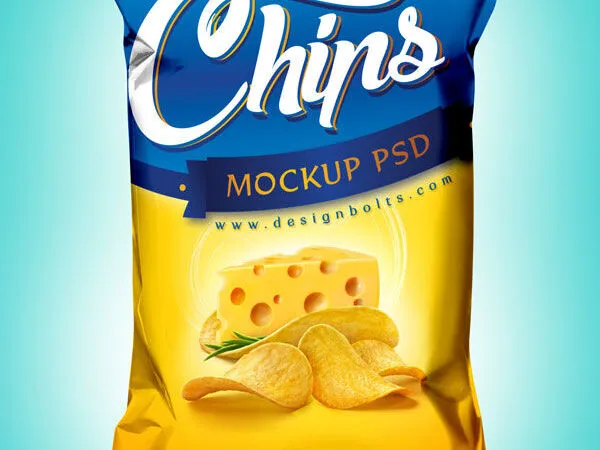 Front View Close up Shot Snack Packaging Standing Up Mockup 1