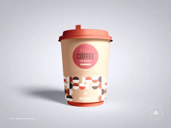 Front View Coffee Cup with Cap Mockup 1