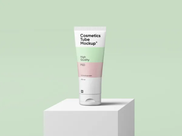 Front View Cosmetics Tube Mockup on Box 1