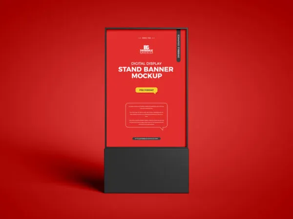 Front View Digital Banner Stand Mockup in Plain Setting 1