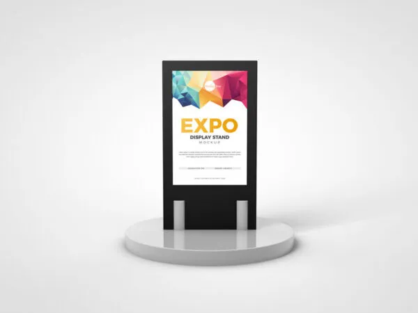 Front View Display Stand Mockup in Simple Setting 1