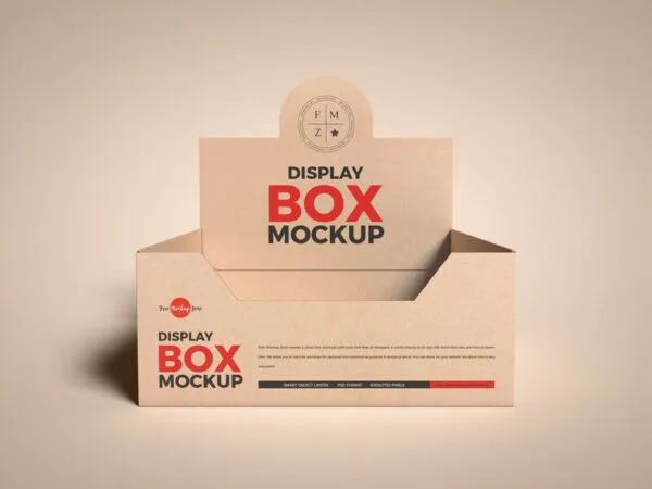 Front View Empty Kraft Display Box Mockup 1