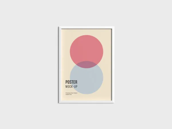 Front View Framed Poster Hanging on the Wall Mockup 1