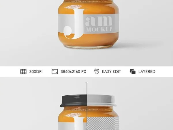 Front View Glass Jar With Jam Mockup 1