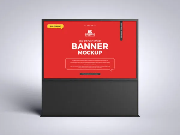 Front View Horizontal LED Display Stand Banner Mockup 1