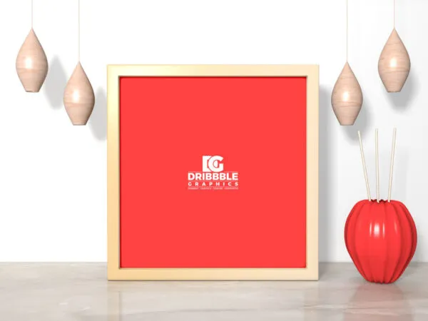 Front View Interior Square Metal Poster Frame Mockup 1