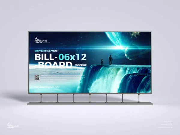 Front View Large Horizontal Advertisement Billboard Mockup 1