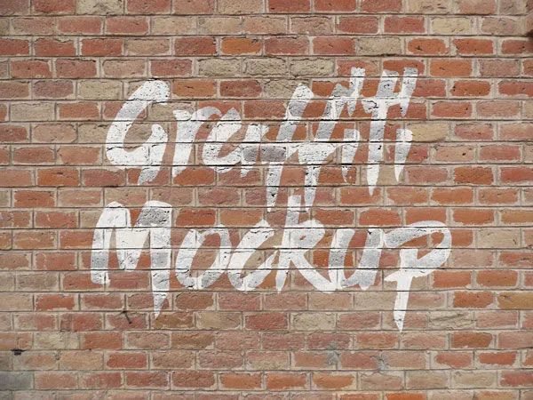 Front View Logo Graffiti Mockup on Brick Wall 1