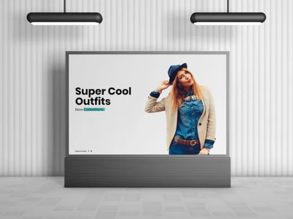 Front View Mall Indoor Horizontal Digital Billboard Mockup 1