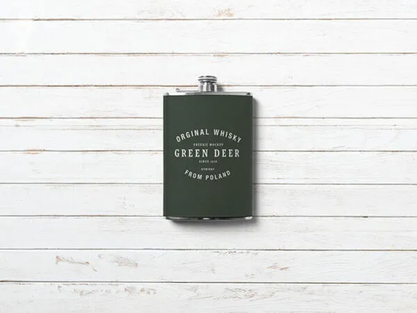 Front View Metal Hip Flask Mockup 1