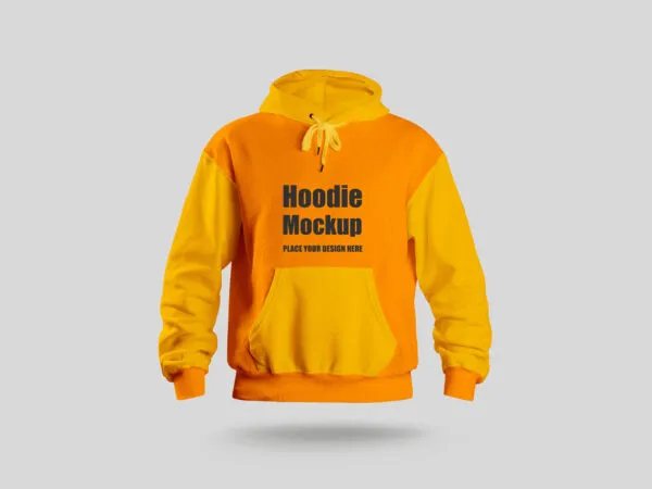 Front View Minimal Hoodie with Laces and Front Pocket Mockup 1