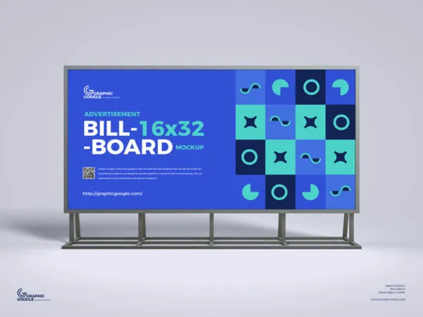 Front View Minimal Large Horizontal Advertising Billboard Mockup 1