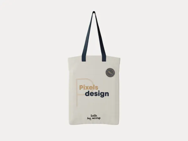 Front View Minimalist Hanging Canvas Shopping Bag Mockup 1