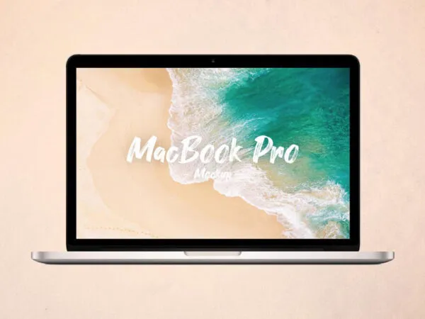 Front View Minimalist MacBook Pro Screen Mockup 1