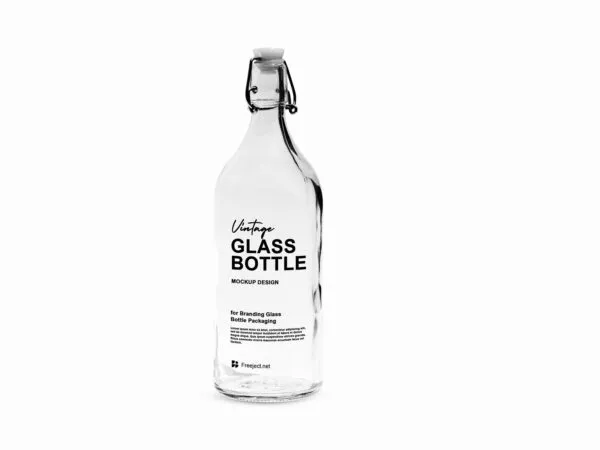 Front View Minimalistic Glass Bottle with Swing Cap Mockup 1