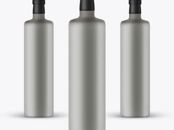 Front View Mockup Featuring Three Tall Ceramic Bottles 1
