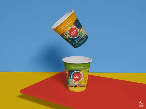 Front View Mockup Featuring Two Paper Cups 1