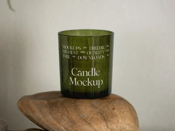 Front View Mockup of Candle on Stone 1