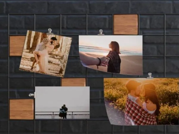 Front View Mood Board Mockup with Wooden Parts 1