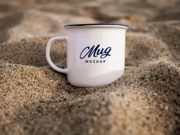 Front View Mug in Sand Mockup 1