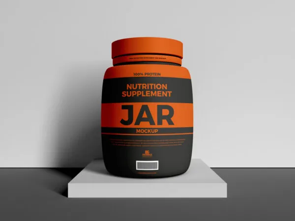 Front View Nutrition Supplement Jar Mockup 1