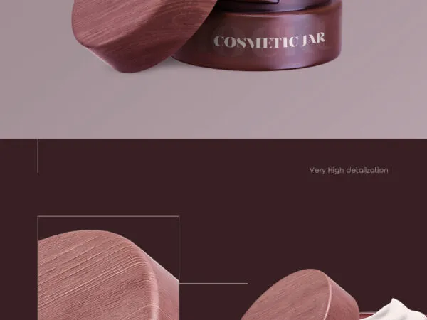 Front View Open Cosmetic Cream Jar Mockup in Plain Setting 1