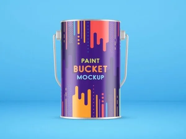 Front View Paint Metal Bucket Mockup 1