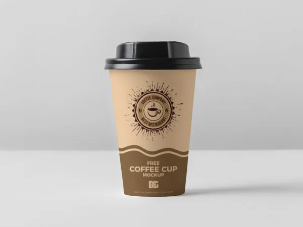 Front View Paper Coffee Cup in Plain Setting Mockup 1