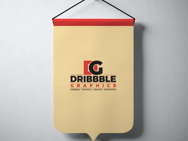 Front View Pennant Hanging on the Wall Mockup 1