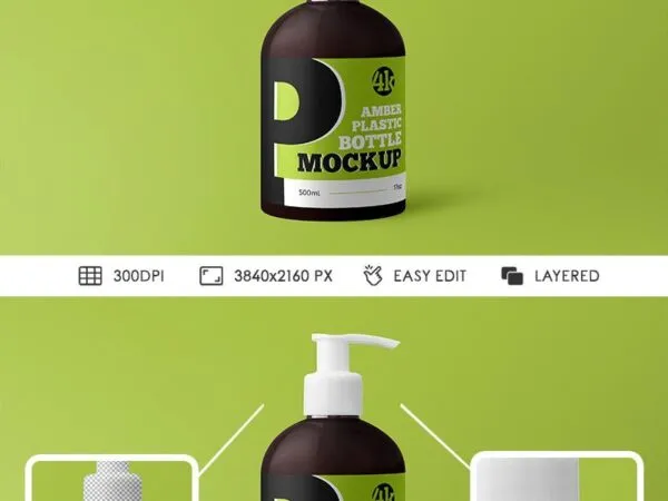 Front View Plastic Bottle With Pump Mockup 1
