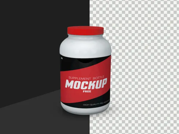 Front View Plastic Supplement Bottle Mockup in Plain Setting 1