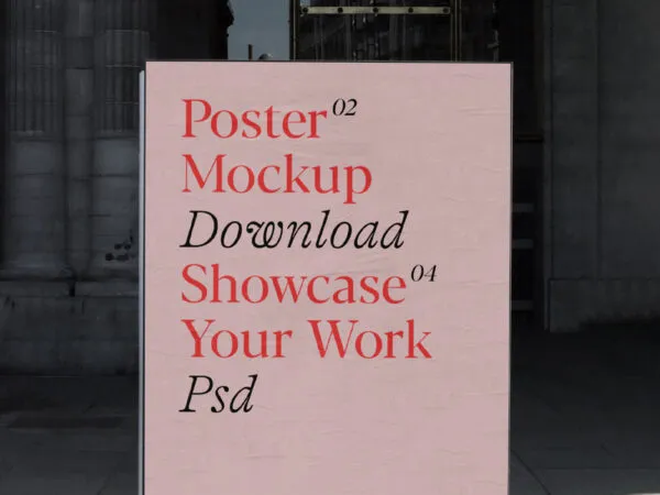 Front View Poster Stand Mockup on Pavement 1