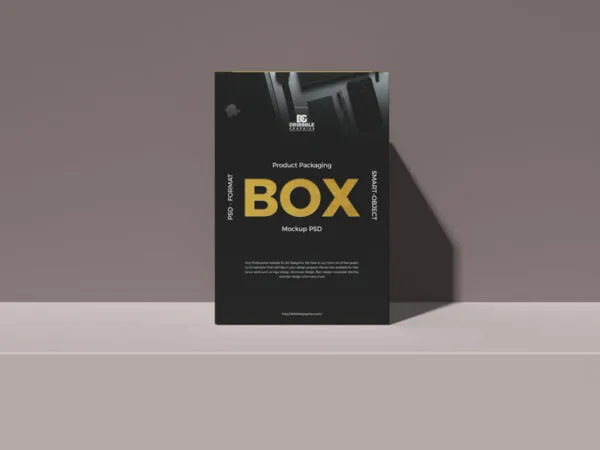 Front View Product Packaging Box Mockup Against Wall 1