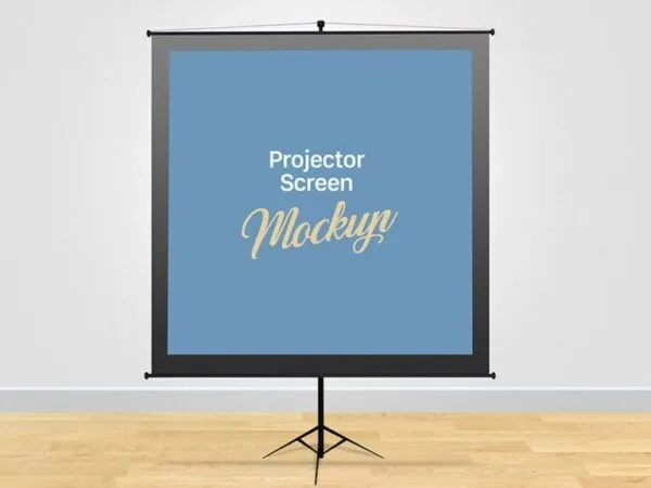 Front View Projector Screen Stand with Border Mockup 1