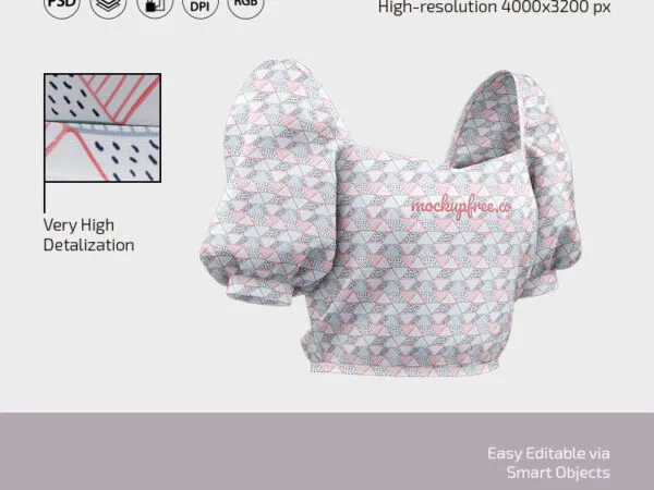 Front View Puff Sleeve Top Mockup 1