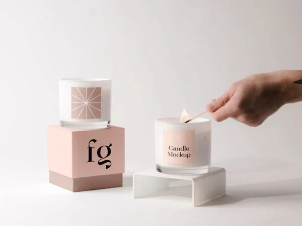 Front View Round Candles With Box Mockup 1