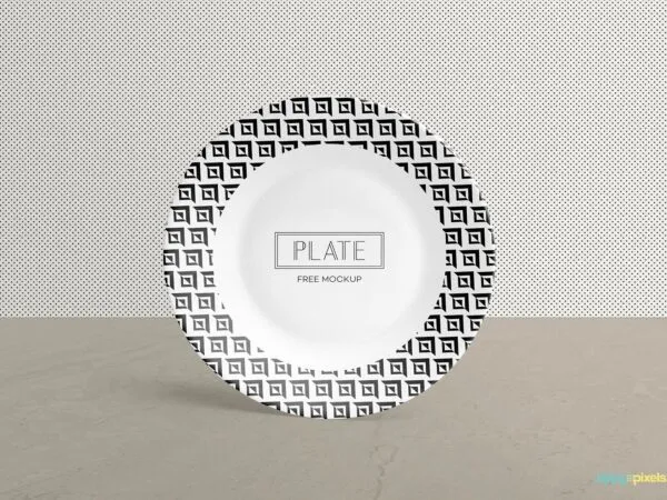 Front View Round Ceramic Plate Standing Mockup 1