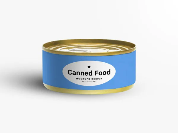 Front View Round Tin Can Food Packaging Mockups 1