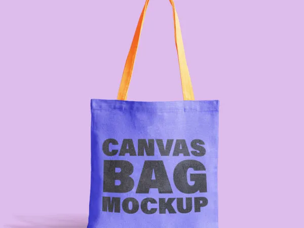 Front View Stand up Canvas Tote Bag Mockup in Plain Setting 1
