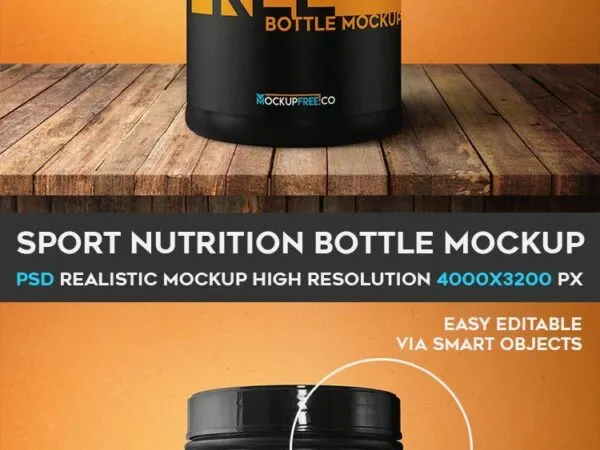 Front View Stand up Sports Nutrition Can Label Mockup 1