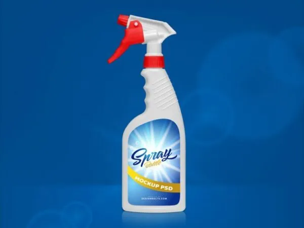 Front View Standing Opaque Plastic Spray Bottle Mockup 1