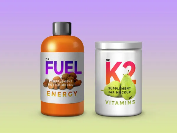 Front View Supplement Jar and Bottle Mockup Templates 1